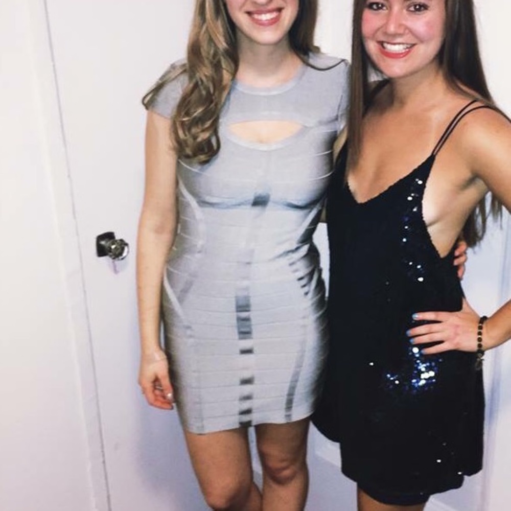 Ice Blue Short Sleeve Bebe Bandage Dress